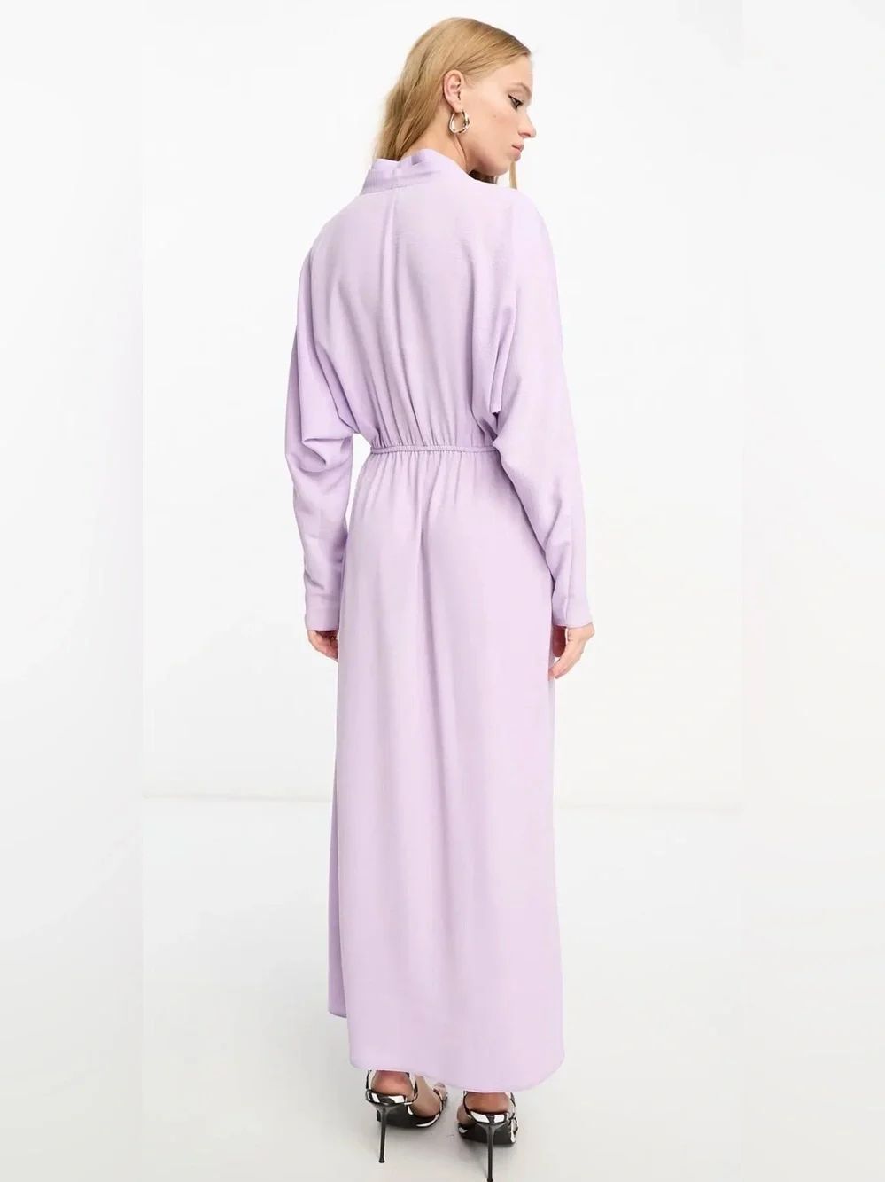 NWT ASOS V-Neck Dolman Sleeve Maxi Dress Lilac - Picture 2 of 8